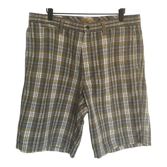 Tommy Bahama Mens Shorts Size 35 Silk Linen Blend Plaid Multicolored‎ Chino Flat - Picture 1 of 10